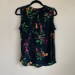 Worthington Sheer Floral Sleeveless Blouse | Size Medium
